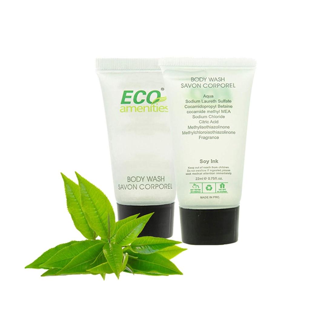 Eco Amenities Travel Size Body Wash Bulk - Hotel Supplies for Guests - Great for Vacation Rental and Airbnb Toiletries - Body Wash for Men & Women - Green Tea Scent - 72 pack, 0.75 fl oz (22ml) tubes (0.74 Fl Oz (Pack of 72))