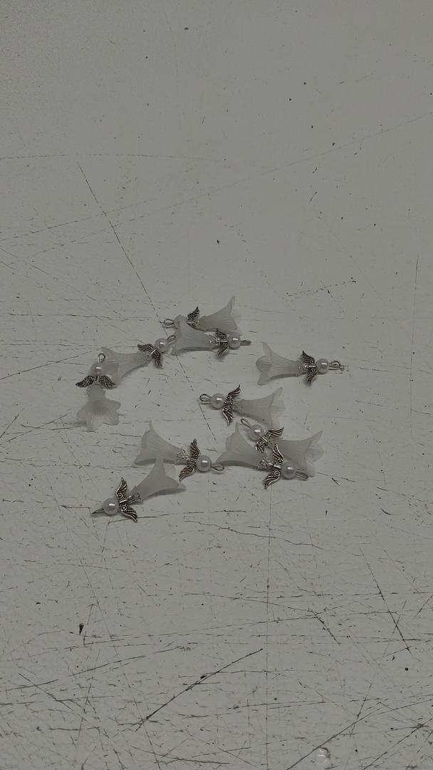 White Angel Charms Imitation Pearl Bead 10Pcs