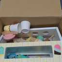 Wooden Ice Cream Toys for Kids Ice Cream Counter Shop for Toddlers Pretend Play Food Scoop and Serve with Scoop & Menu & Fake Money for Boys and Girls Ages 3 4 5 6 (Beige)