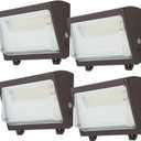 kadision LED Wall Pack Light 120W 100W 80W Adjustable, 3000K 4000K 5000K Selectable, 0-10V Dimmable Dusk-to-Dawn Outdoor Wall Lights for Yard, Parking Lot, 120-277V ETL-Listed 4 Pack