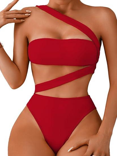 One Piece Swimsuit, Sexy Strappy Monokini, Size L(8-10)