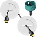TV Wire Hider Kit for Wall Mount TV, White in Wall Cable Management Kit, Includes 2 Pass Throughs and Hole Saw Drill Attachment for Easy Install