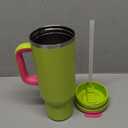 ENCOOL 40 oz Tumbler with Handle and Straw: Stainless Steel Insulated Tumbler Keeps Cold for 24 Hours, Leakproof Travel Cup Fits in Cup Holder and BPA-Free,Acid Green