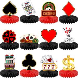 KatchOn, Casino Theme Party Decorations - Pack of 12 | Clubs and Spades Honeycomb Centerpieces | Casino Party Decorations | Poker Centerpieces for Tables | Casino Theme Party Decor Supplies Boys Girls