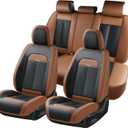 FLORICH Leather Car Seat Covers Full Set, Breathable Waterproof Nappa Leather Seat Covers, Gary Seat Covers, Automotive Interior Cover Universal for Cars SUV Truck Sedan - Coffee