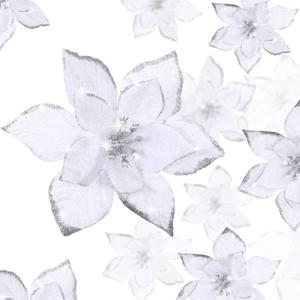 WILLBOND 24 Pcs 3 Size Poinsettia Flower Artificial Christmas Decor Glitter Poinsettia Christmas Ornaments Faux Flowers for Xmas Tree Outdoor(3.2/ 4/ 6 Inches, White)