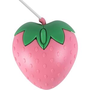 Wired Mouse Cute Pink Fruit Strawberry Shape Mice, Silent Portable Lightweight USB Girly Optical Corded Mice for Chromebook PC Laptop Mac Computer Desktop Notebook Kids Girl Women Office School Gift