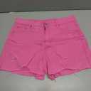 Womens Red Pink Denim Shorts Super Comfy Hot Shorts Summer High Waisted Fringe Jean Short, Size Medium