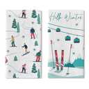 Croar Hello Winter Skiing Sport Kitchen Dish Towels Set of 2, Skier Snowboard Pine Tree Snow Mountain Drying Hand Towel Baking Cooking Cloth, Christmas Snowflake Bathroom Home Decoration 18'' x 26''