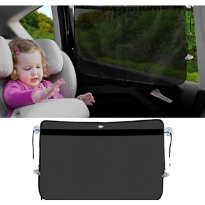 Ovege Car Window Shades for Baby 2pcs Side Window Sun Shade for Car Window Screen Universal Suction Cup with String-Slide to Open (Mesh, Magnetic &Suction Cup) (Mesh, 3 Suction Cup), Pack of 2