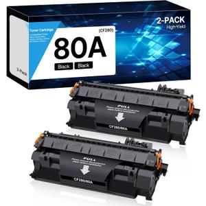 80A Toner Cartridge Black High Yield Compatible for HP 80A CF280X CF280A 80X use with HP LaserJet Pro 400 M410 M401D M401A M401N M401 Printer (2 Pack) 80A Toner Cartridge Black High Yield Compatible for HP 80A CF280X CF280A 80X use with HP LaserJet Pro 400 M410 M401D M401A M401N M401 Printer (2 Pack)