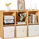 Wood 6 Cube Storage Organizer, 11 in Cube Shelf, Oak Cubby Storage Organizer with Back Panel & Open Compartments, Vertical or Horizontal Cube Bookshelf Bookcase for Living Room, Bedroom, Entryway