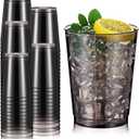 Minatee 100 Count Plastic Cups Disposable Fancy Cups Heavy Duty Wine Cocktail Glasses for Mother's Day, Wedding, Graduation, and Birthday Party Plastic Drinking Tumblers(Black,10 oz)