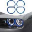 Voodonala for Challenger Headlight Headlamp Lampshade Accents Enhancements Cover Bezels Ring Cover Trim for 2015-2025 Dodge Challenger Exterior Accessories ABS 4PCS Blue