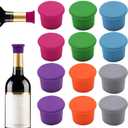 12 Pcs Colorful Silicone Wine Stoppers, Reusable Wine Bottle Stopper, Sparkling Wine Corks, Champagne Stoppers, Beverages Beer Bottle Caps, Bottle Stoppers for Glass Bottles, Keep Wine Fresh(6 colors
