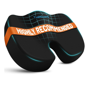 TushGuard Seat Cushion for Office Chair Memory Foam Non-Slip Cushion Back, Relief Chair Pad, Butt Pillow for Office Chair, Car, Computer Desk, Black