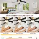 52" Black and Gold Ceiling Fan with Lights and Remote, USA Original Patent Modern Ceiling Fans, ETL Listed, 5 Wood Blades, 3 Downrods, 6 Speeds Reversible DC Motor, Gold Black Fans for Patio Bedroom