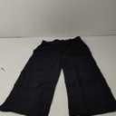 LNX Womens Linen Capri Pants Wide Leg High Waisted Drawstring Casual Cropped Pants with Pockets L