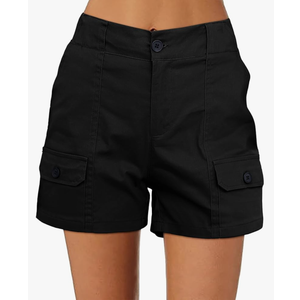 luvamia Cargo Shorts for Women Casual Summer High Waisted Chino Shorts Ribbed Elastic Waist Utility Pockets Comfy Shorts M