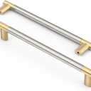 Asidrama 10 Pack 7 Inch(177mm) Knurled Gold and Brush Satin Nickel Kitchen Cabinet Handles,Cabinet Pulls Kitchen Cabinet Hardware Cupboard Handles Drawer Handles Dresser Pulls 4496A