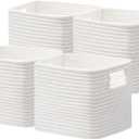UBBCARE Storage Cubes 4 Pack, 11x 11x 7.8 Cube Storage Bin with Handles, Cotton Rope Baskets for Organizing, Woven Baskets for Shelf, Baby Nursery, Toy Storage, Closet, Classroom, White