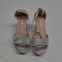 ILLUDE Women's Platform Heels Sandals Ankle Strap Block Chunky Heel Open Toe Platform Wedge Sandals – Silver, Size 7