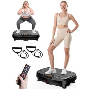 Damkee Vibration Plate Exercise Machine, Vibrating Equipment for Weight Loss and Lymphatic Drainage Massager, 3D Waver Exerciser for Fitness, Full Body Workout Shake Board with 120 speeds (Black)