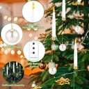 Baquler 24 Pack Christmas Tree Candles with Remote, Christmas Pearl Ornament Hanging Flickering Candles with White Ball Hooks, Flameless LED Taper Candle for Xmas Home Wedding Winter Decor