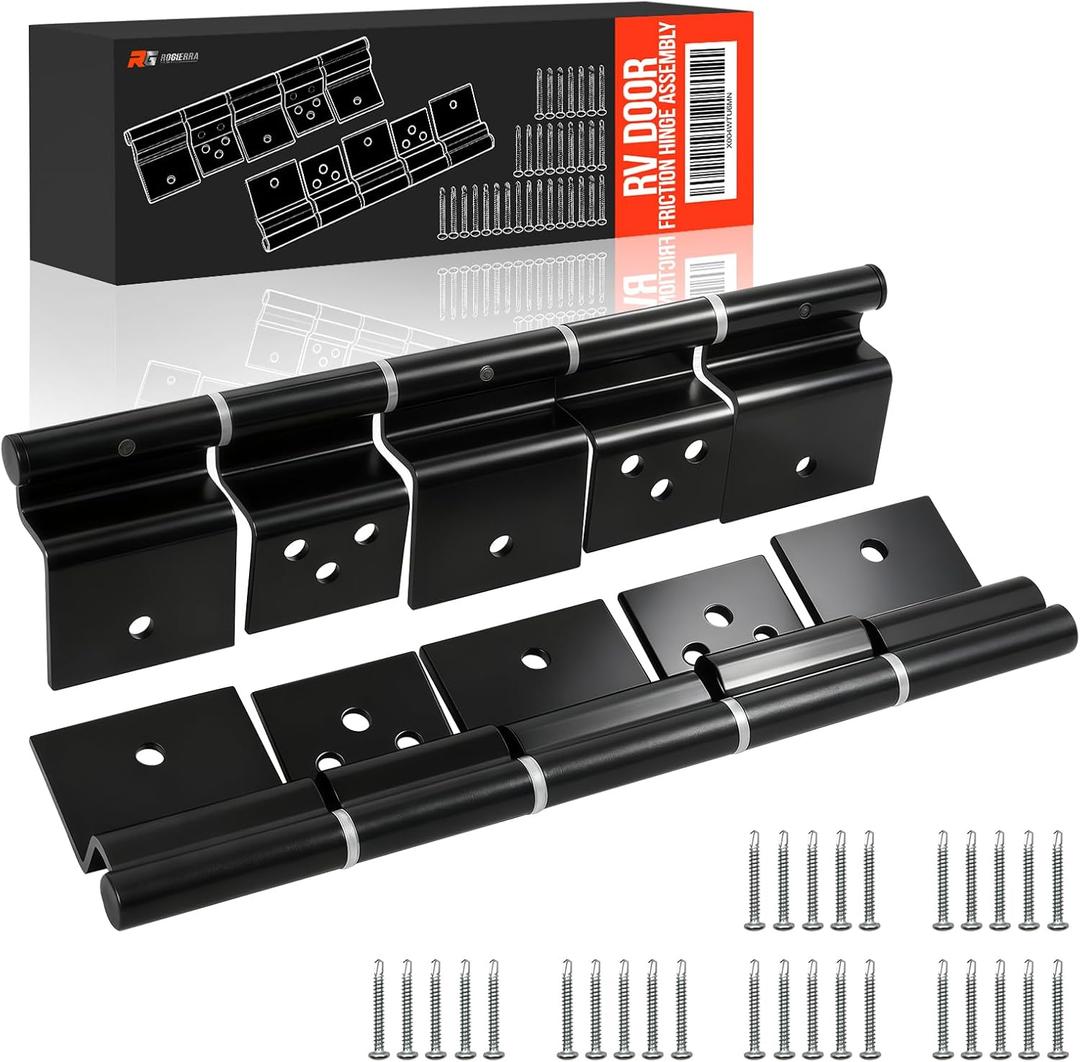 Rogierra RV Door Friction Hinge Assembly Replacement Parts 198295 (2-Pack) for Trailer Screen Door and RV Entry Door, Black