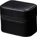 Leather Watch Travel Case - 2 Slot Watch Case with Soft Lining and Accessories Compartment Box (Black)