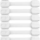 Child Safety Strap Locks (10 Pack) Baby Locks for Cabinets and Drawers, Toilet, Fridge & More. 3M Adhesive Pads. Easy Installation, No Drilling Required, White/Gray