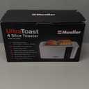 Mueller UltraToast Full Stainless Steel Toaster 4 Slice, Long Extra-Wide Slots for Bagels and Waffles, 6 Browning Levels, LED Display, Cancel/Defrost/Reheat Functions & Removable Tray, Kitchen Gadgets