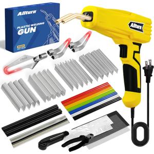 Allturn Upgraded Plastic Welder, 2 in 1 Plastic Welding Kit, Hot Staples Weld Gun, Car Bumper Repair Kit for Most Plastics, Patent Number D970324(Yellow)
