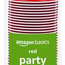 Amazon Basics Sturdy Disposable Plastic Party Cups for Cold Drinks, Red, 18oz, 50 Count, BPA-Free
