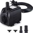 CWKJ Fountain Pump, 220GPH(15W 900L/H) Submersible Water Pump, Durable Outdoor Fountain Water Pump with 7.2ft2.2m Power Cord, 3 Nozzles for Aquarium, Pond, Fish Tank, Water Pump Hydroponics