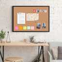 Cork Board Bulletin Board 20 x 30, Black Wood Framed Corkboard, Office Board for Wall Cork, Large Wall Mounted Notice Pin Board with 16 Push Pins for School, Home & Office