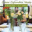 48pcs Glass Cylinder Vases for Centerpieces,Clear Flower Vases for Wedding Decorations and Indoor Home Decor, Hurricane Candle Holder for Table Shelf, Party