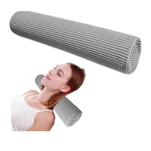 NANSHIE Cervical Neck Roll Pillow Cylinder Bolster Pillow, Round Foam Pillow Core with Plush Washable Cover, Multi-Functional Support Pillow for Sleeping, Home, Office, Travel, Yoga (Grey)