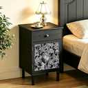 Transitional Storage Nightstand with Drawer & Cabinet Door, Black, Medium