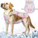 KYEESE Dog Cooling Vest Lightweight Large Dog Cooling Shirts Adjustable Straps Summer UV Protection Reflective Stripe Cooling Vest with D Ring 3D Breathable Mesh for Beach,Hiking, Walking,Pink,XXL