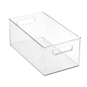 2 Pack Clear Linus Deep Plastic Bin, Size 10 x 7 x 6 in