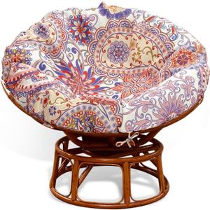 Papasan Cushion Cover Only, Water Resistant Papasan Chair Cushion Cover for Outdoor lndoor,Skin-Friendly Soft Machine Washable Unfading Zippered Cover (Bohemian Flower Pattern, 55in)