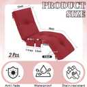 2 Pcs Outdoor Chaise Lounge Cushions with 3 Side Pocket 76x22x6 Inch Waterproof Long Deck Reclining Chair Cushions Fade Resistant Replacement Cushion for Furniture Lawn Pool (Ruby Red,Solid Color)