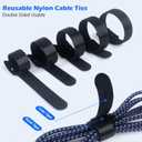 2 x 60PCS 8 Inch Reusable Cable Ties Black, Adjustable Cable Straps, Cable Tie Management, Cable Tidy for Desktop Charging Cables, Home and Office