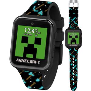 Minecraft Kids Smart Watch - Interactive Touchscreen with Games, Camera, Step Counter, Alarm, Timer, Voice Recorder, and Cool Minecraft Silicone Strap - Fits Wrists 5.5" to 8.0"
