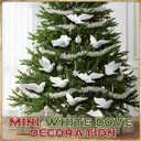 Pinkunn 6pcs Christmas Dove Ornaments Artificial White Peace Dove Hanging Decoration White Resin Birds with Gold String for Christmas Tree Decorations Wedding Cake Centerpieces DIY Decoration
