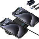 Wireless Charging Pad, 30W Dual Wireless Charging Pad Compatible with iPhone 15 14 13 12 XR,Galaxy S24 S23 S22 S10,Google Pixel 8 7 6,for AirPods Pro 3 2,Galaxy Buds and More.(Adapter Included)