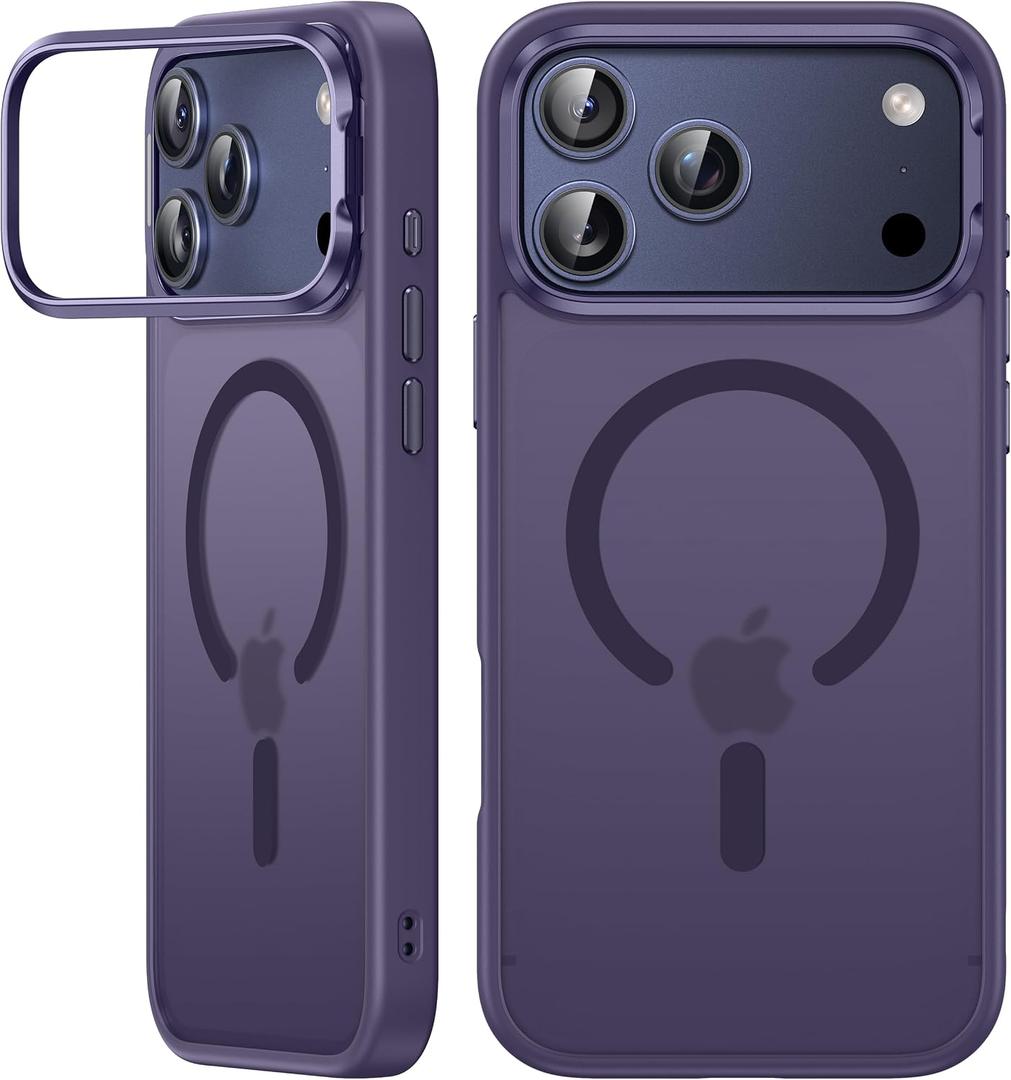 VOFATA for iPhone 17 Pro Case with Stash Camera Stand, Fit for MagSafe, 10FT Mil-Grade Protection with Camera Control Cover, Shockproof Translucent Magnetic iPhone 17 Pro Phone Case, Pruple
