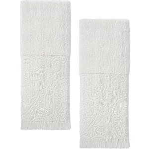 Luxury Decorative Hand Towels Bathroom: 2 Packs 14X30 100% Cotton Turkish Absorbent Soft Face Towel Set for Boho Bathroom Decor Kitchen Hotel Spa Farmhouse Guest Tea Gift (02 Boho White, 14"x30")