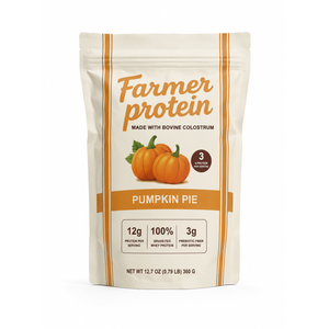 Pumpkin Pie Protein Powder, Grass-Fed Whey Protein Powder with 12g Plant-Based Protein & 3g Prebiotic Fiber, Made with Real Pumpkins & Organic Cinnamon, Non-GMO, Gluten Free, 0.79lb (EXP 10/31/27)